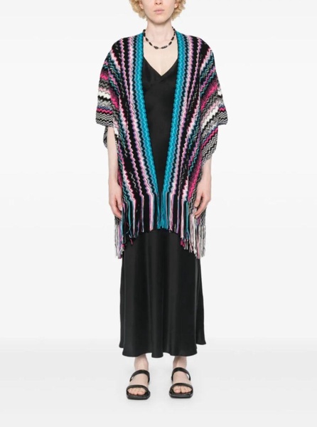 Multicolor Cape with ZigZag Motif in Wool Blend Woman