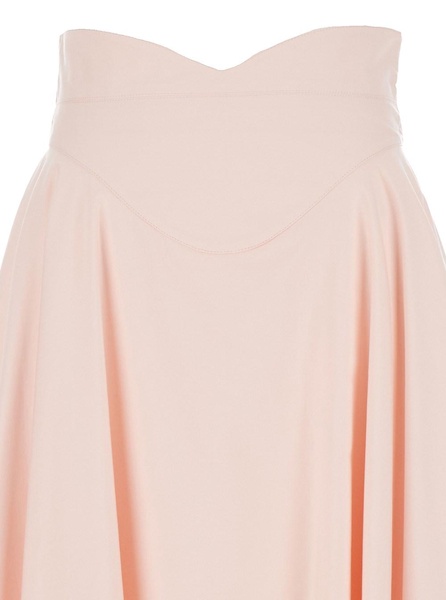 Long Pink High-waisted Skirt With Pleated Design In Cotton Woman