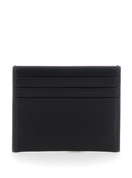 'FF Diamonds' Black Card-Holder with Logo Detail in Leather Woman