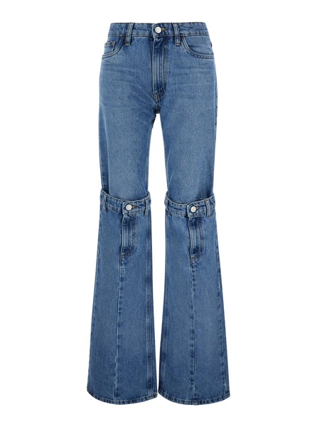 Light Blue Jeans with Open Knee in Denim Woman