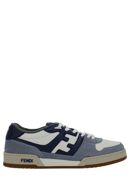 'Match' Blue and Light Blue Color-Block Low-Top Sneakers in Suede Man