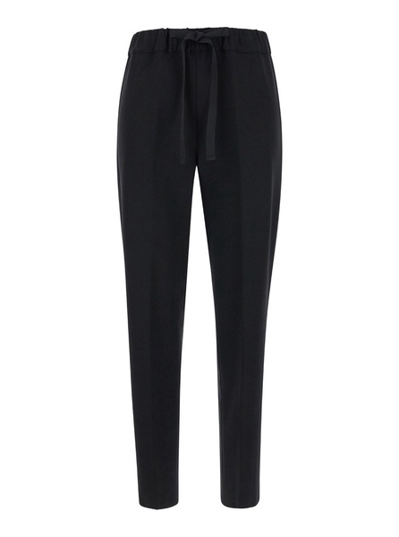 'Buddy' BlackPants with Drawstring Elastic Waist in Viscose Blend Stretch Woman