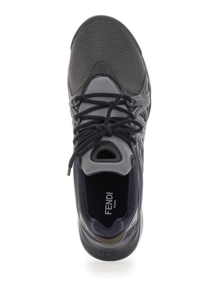 'Fendi Tag' Black Sneakers with Logo in Techno Mesh Man