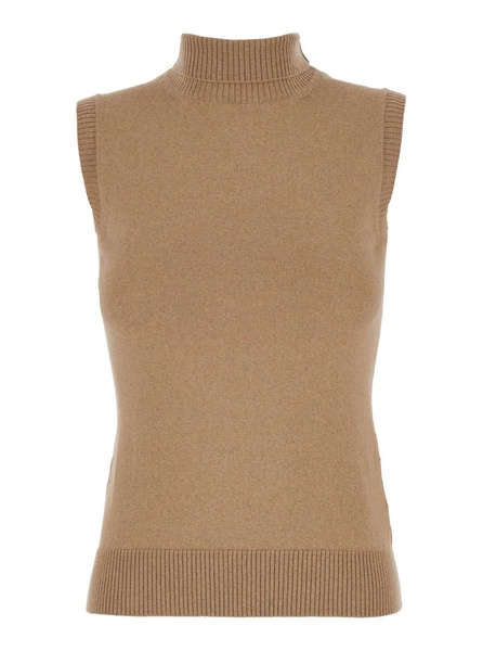 'Ardenza' Beige Knit Vest with High Neck in Wool Woman