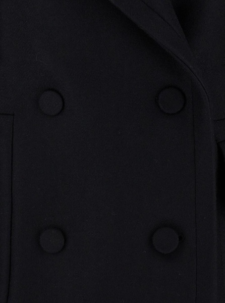 'Randia' Black Short Double-Breasted Coat in Wool Blend Woman