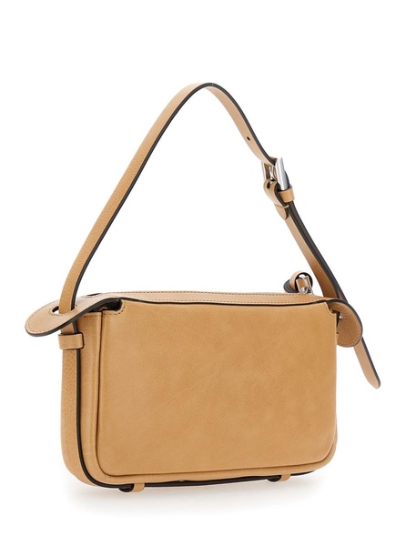 'Simply Fendi Mini' Beige Mini Bag with FF Detail in Semi Shiny Leather Woman