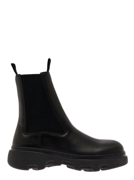 Black Slip-On Chelsea Boots with Contrasting Stitching in Leather Man