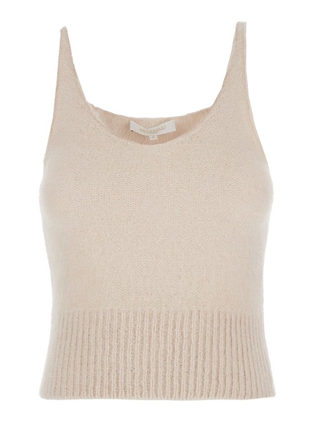 'Prosperina' Beige Top with U Neck in Wool Blend Woman