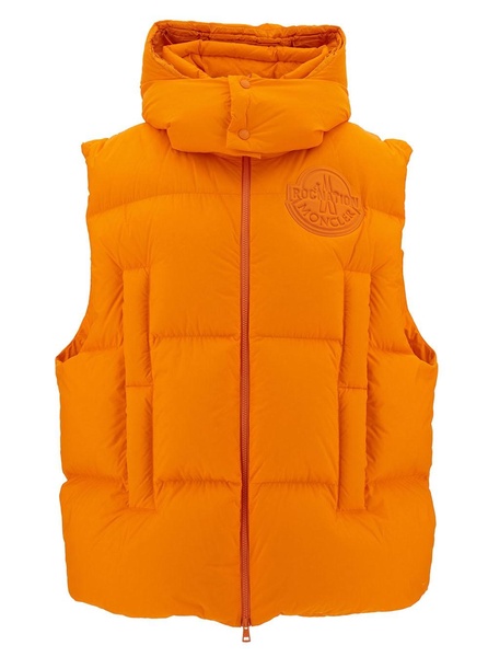 'Apus' Orange Down Vest with Moncler x Roc Nation by Jay-Z Patch in Nylon Man