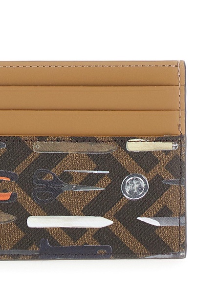 Brown Card-Holder with Fendi Tool Print in FF Canvas Man