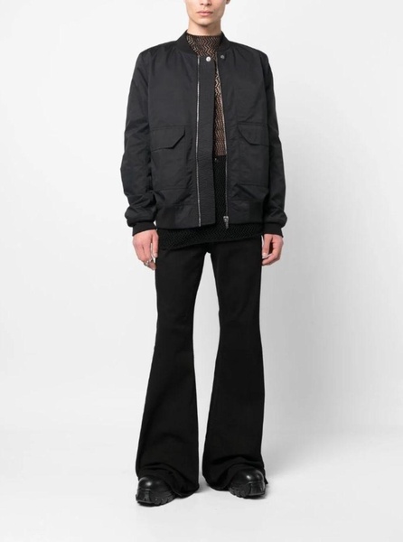 Black Bomber Jacket with Flap Pockets in Cotton Blend Man