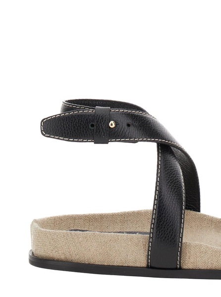 'The Chunky' Black Sandals with Straps in Leather Woman