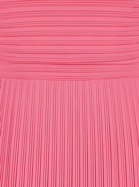 'Adami' Maxi Pink Asymmetric Dress in Pleated Chiffon Woman