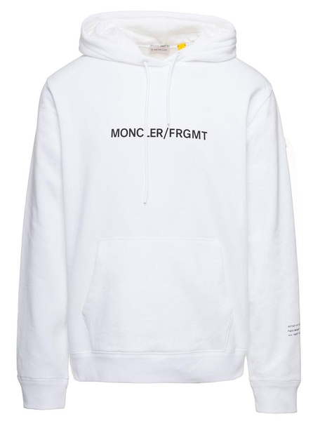 White Hoodie with Yellow Flower Print at the Back in Cotton Man