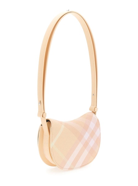 'Rocking Horse' Mini Beige Crossbody Bag with Burberry Check Motif in Wool Blend Woman