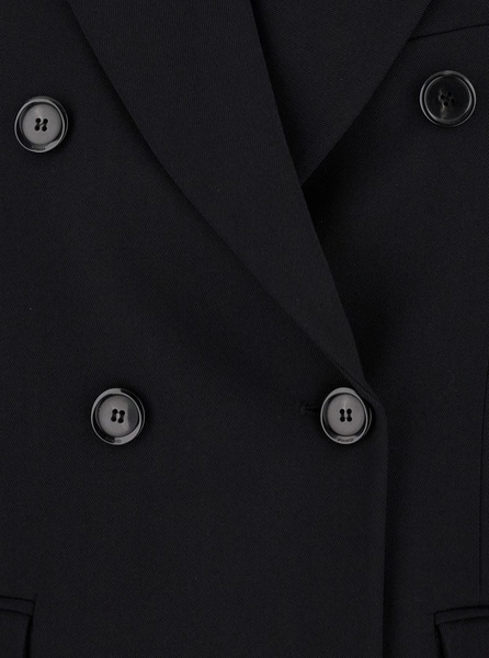 'Guinea' Black Double-Breasted Jacket with Peak Revers in Twill Woman