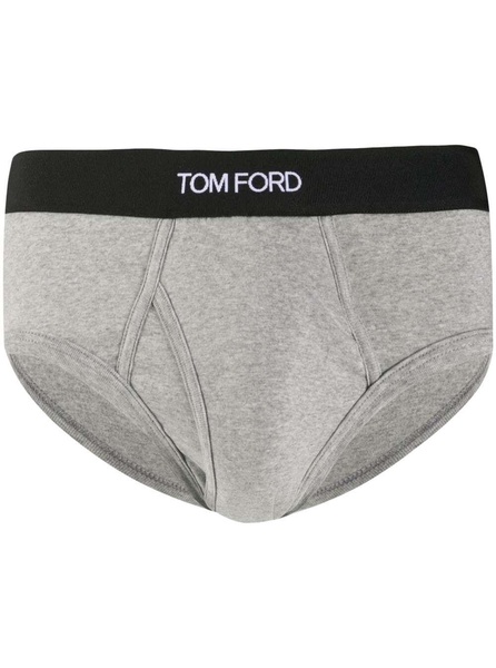 Grey Briefs with Logged Waistband in Cotton Stretch Man