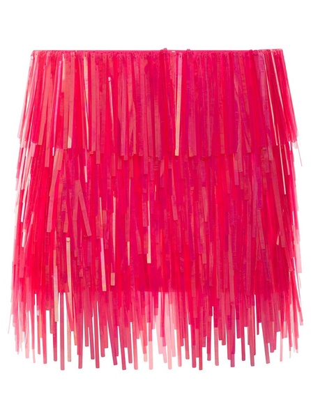 Fuchsia Mini Skirt with Vertical Paillettes Fringes Woman