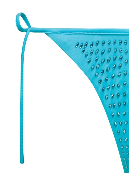 Bikini Bottom with All-Over Crystal Embellishment in Light-Blue Polyamide Woman