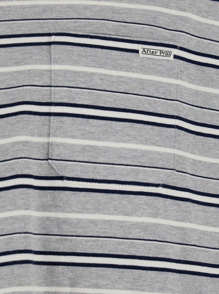 Grey Crewneck T-Shirt with All-Over Striped Motif in Cotton Man