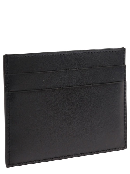 Black Card-Holder with Layered Sports Motif in Smooth Leather Man