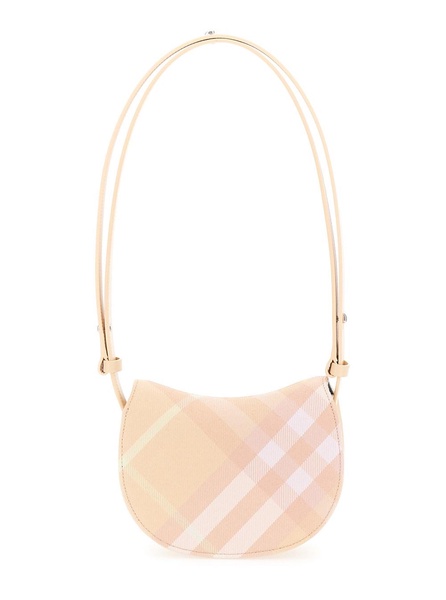 'Rocking Horse' Mini Beige Crossbody Bag with Burberry Check Motif in Wool Blend Woman