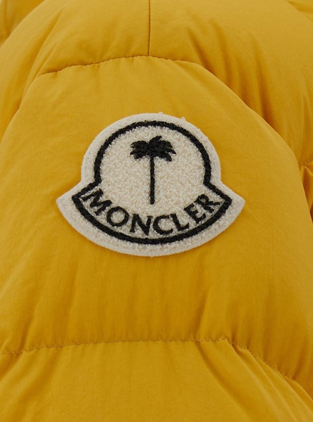 'Pentaflake' Mustard Yellow Down Parka Jacket with Moncler x Palm Angels in Polyamide Man