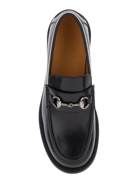 Black Chunky Loafers with Horsebit Detail in Leather Man