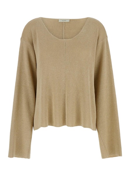 Beige Oversize Top in Cotton Woman