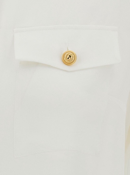 BALMAIN Western Style Poplin Shirt in White - Women's