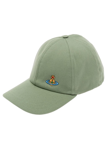 Green Baseball Cap with Orb Embroidery in Cotton Man