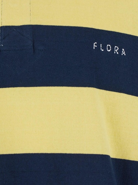 Yellow Polo Shirt with Logo Lettering on the Front and All-Over Striped Motif in Cotton Man