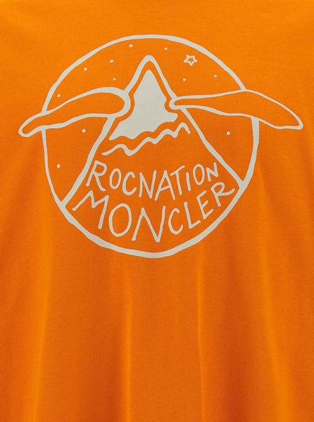 Orange Crewneck T-Shirt with Moncler x Roc Nation by Jay-Z Motif Print in Heavy Jersey Man