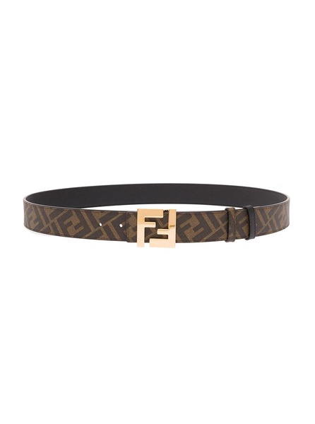 Black and Brown Reversible Belt with FF Buckle in Leather Man