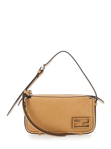 'Simply Fendi Mini' Beige Mini Bag with FF Detail in Semi Shiny Leather Woman