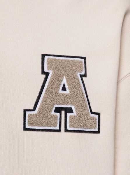 'Team' Beige Sweatshirt with Front Logo Patch in Cotton Man