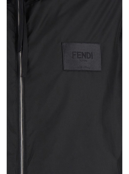 Black Reversible Windbreaker in Tech Fabric Man