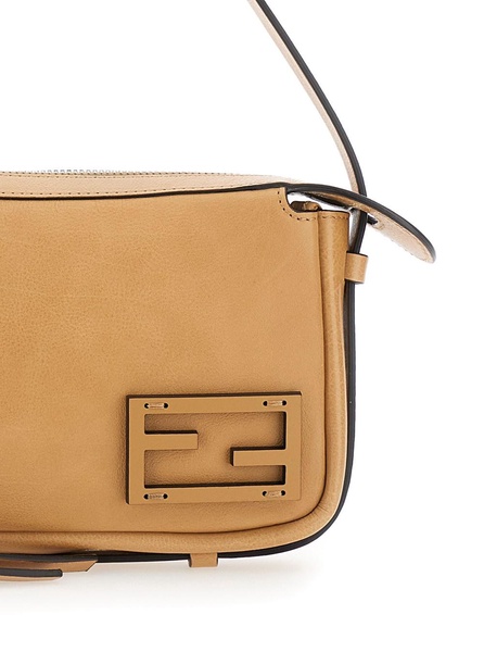 'Simply Fendi Mini' Beige Mini Bag with FF Detail in Semi Shiny Leather Woman