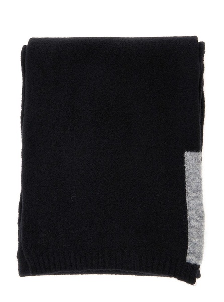 Black Scarf with Contrasting Detail in Wool Woman