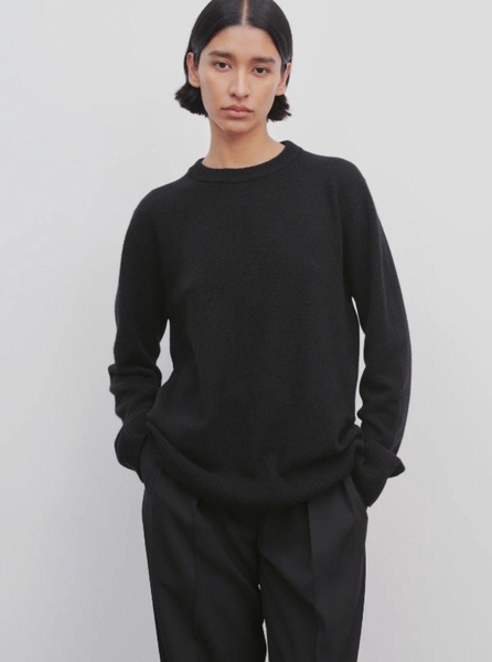 'Sibem' Black Crewneck Sweater in Wool and Cashmere Woman