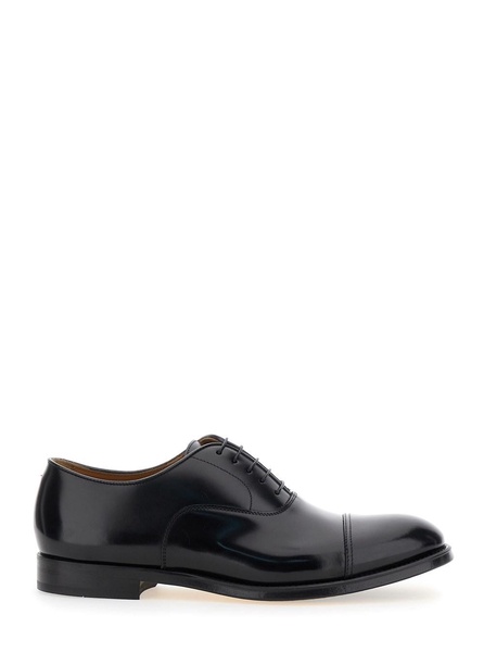 Black Oxford Shoes with Five Holes in Smooth Leather Man