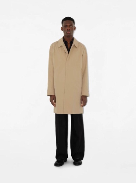 Beige Single-Breasted Coat with One Single Button in Cotton Man