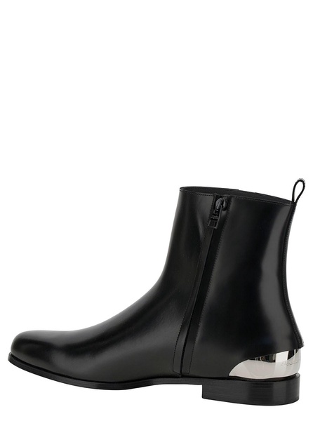 'Lux Trend' Black Ankle Boots with Metal Detail in Smooth Leather Man