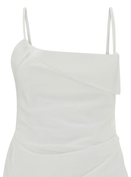 'La Robe Saudade' Mini White Draped Dress in Viscose Blend Woman