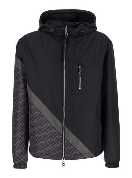 Black Reversible Windbreaker in Tech Fabric Man