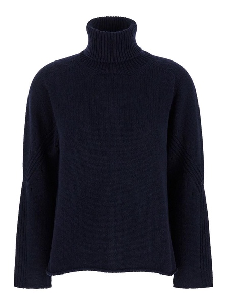 Blue High Neck Sweater in Cashmere Blend Woman