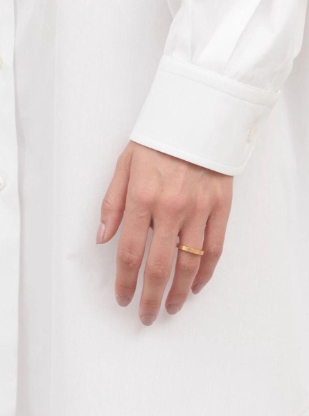 Gold-Colored Ring with Logo Lettering Engraving in Silver Woman