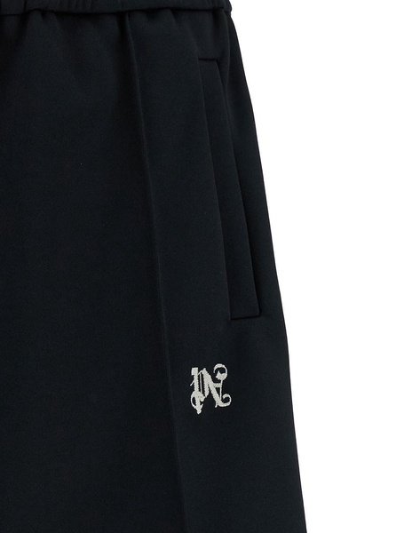 Black Bermuda Shorts with Logo Embroidery and Contrasting Band in Tech Fabric Man