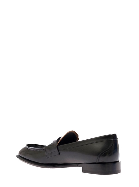 Alexander Mcqueen Man's Black Leather Loafers with Logo