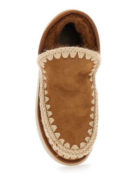 'Eskimo' Brown Slip-On Boots with Rear Logo in Suede Woman